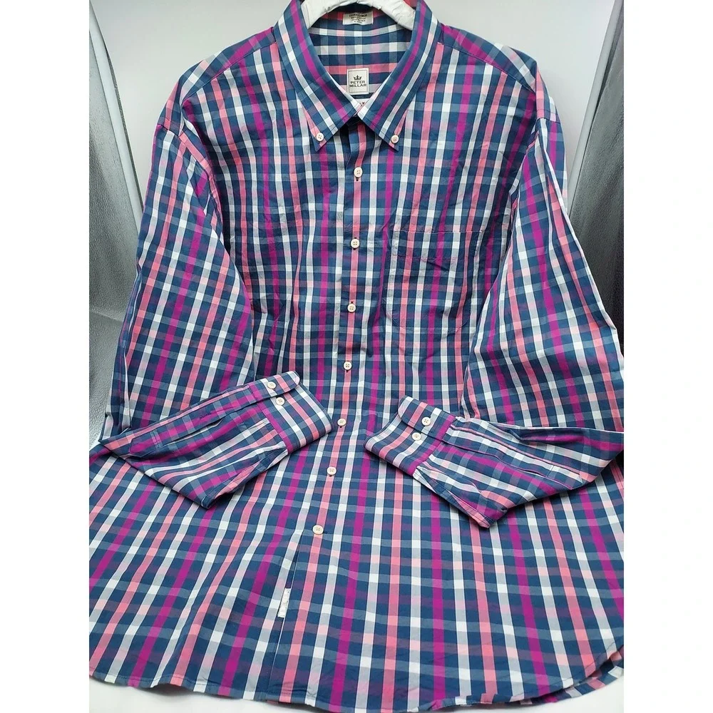 Peter‎ Millar XL Plaid Button Down Shirt Weekender Wash Extra Large Mens